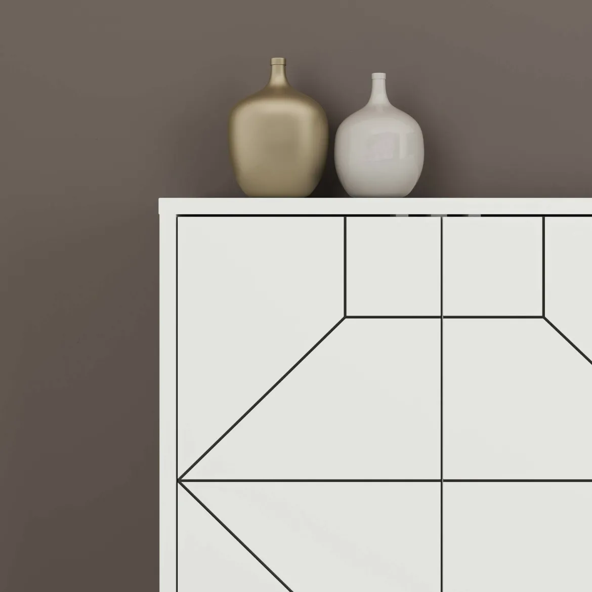 Credenza bianca 184x35x77h cm 6 ante - Africo