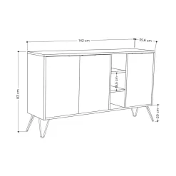 Credenza bianca 142x35x83h cm 3 ante - Alin