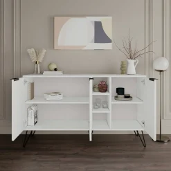 Credenza bianca 142x35x83h cm 3 ante - Alin