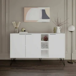 Credenza bianca 142x35x83h cm 3 ante - Alin