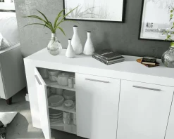 Credenza bianca 144x42x80h cm 3 ante - Amaculi