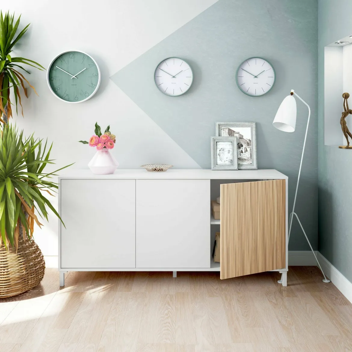 Credenza bianca 154x40x74h cm 3 ante - Ametista
