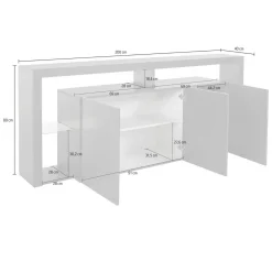 Credenza bianca 200x40x80h cm 3 ante - Andaleiv