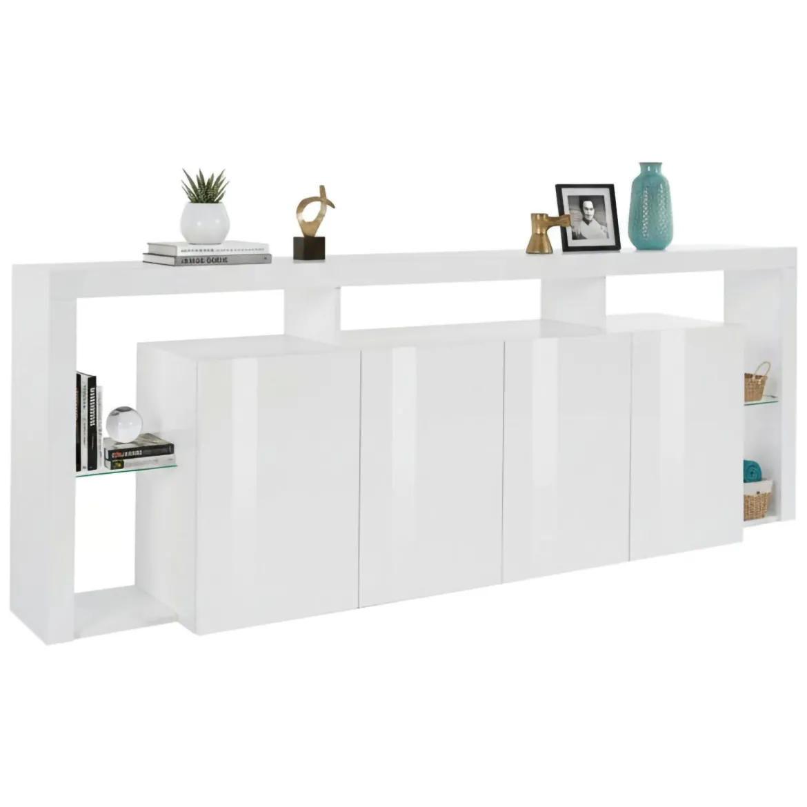 Credenza bianca 220x40x80h cm 4 ante - Atak