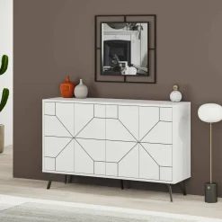 Credenza bianca 123x35x62h cm 4 ante - Earl