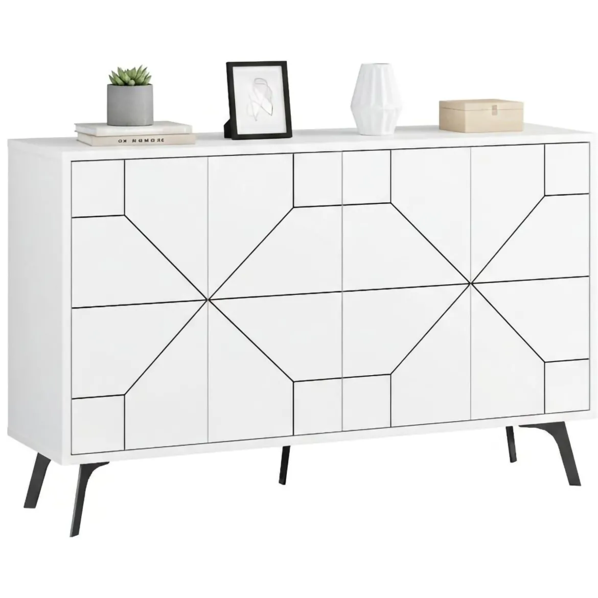 Credenza bianca 123x35x62h cm 4 ante - Earl