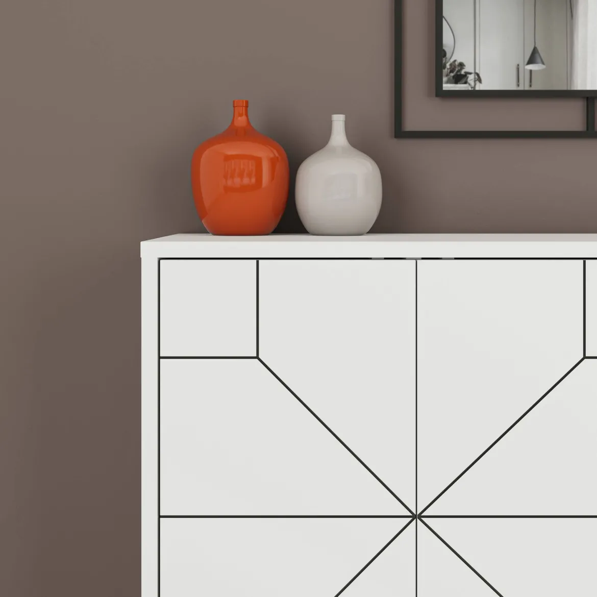 Credenza bianca 123x35x62h cm 4 ante - Earl