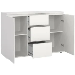 Credenza bianca 119x40x83h cm 2 ante e 3 cassetti - Zumpano