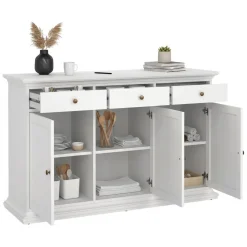 Credenza bianca 143x46x91h cm 3 ante e 3 cassetti - Asola