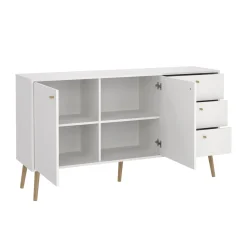 Credenza bianca 147x39x81h cm 2 ante e 3 cassetti - Erina