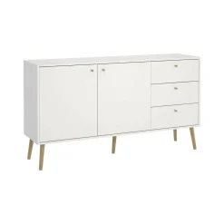 Credenza bianca 147x39x81h cm 2 ante e 3 cassetti - Erina