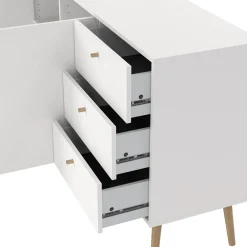Credenza bianca 147x39x81h cm 2 ante e 3 cassetti - Erina
