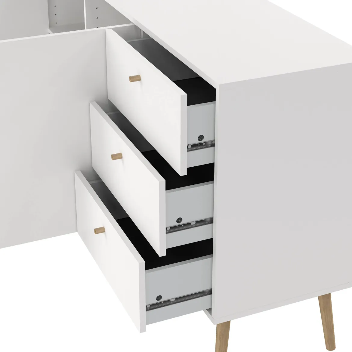 Credenza bianca 147x39x81h cm 2 ante e 3 cassetti - Erina