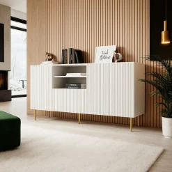 Credenza bianca 150x42x82h cm 2 ante e 1 cassetto - Stornara