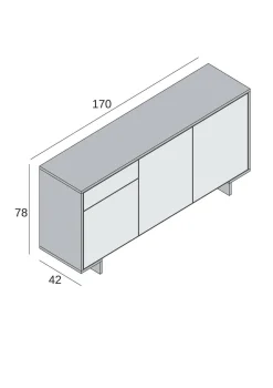 Credenza bianca 178x40x113h cm 2 ante e 2 cassetti - Albinea