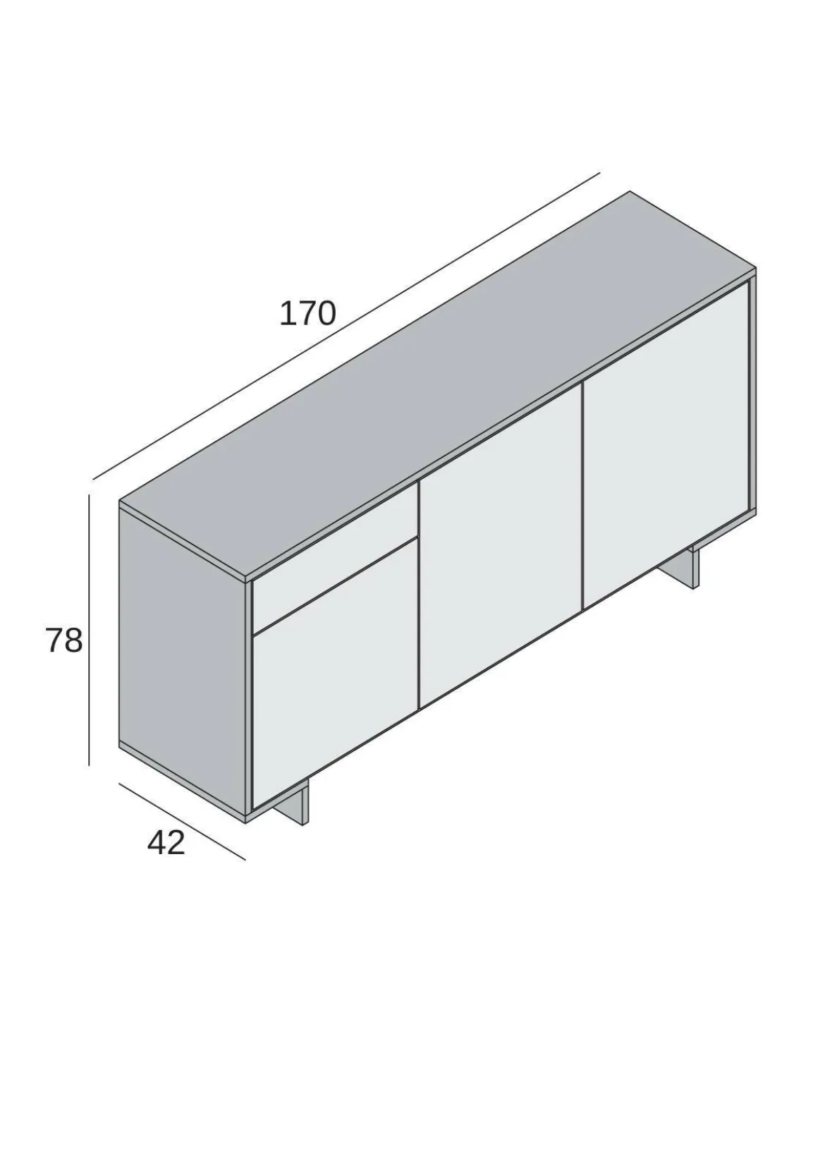 Credenza bianca 178x40x113h cm 2 ante e 2 cassetti - Albinea