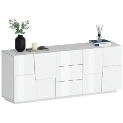 Credenza bianca 220x44x86h cm 4 ante e 3 cassetti - Astel
