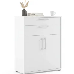 Credenza bianca 89x40x113h cm 2 ante e 2 cassetti - Agra