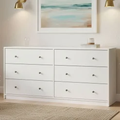 Credenza bianca 143x30x68h cm 6 cassetti - Rick