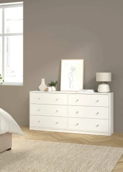 Credenza bianca 143x30x68h cm 6 cassetti - Rick