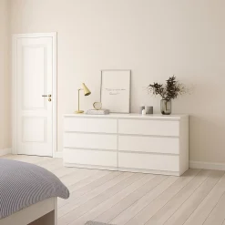 Credenza bianca 153x50x70h cm 6 cassetti - Abacadabra