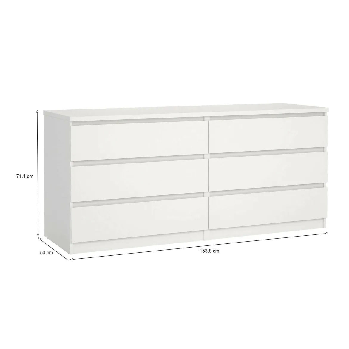 Credenza bianca 153x50x70h cm 6 cassetti - Abacadabra