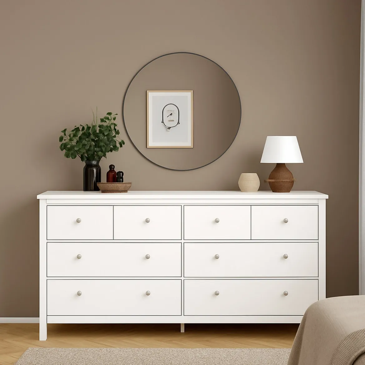 Credenza bianca 159x38x79h cm 8 cassetti - Wendy