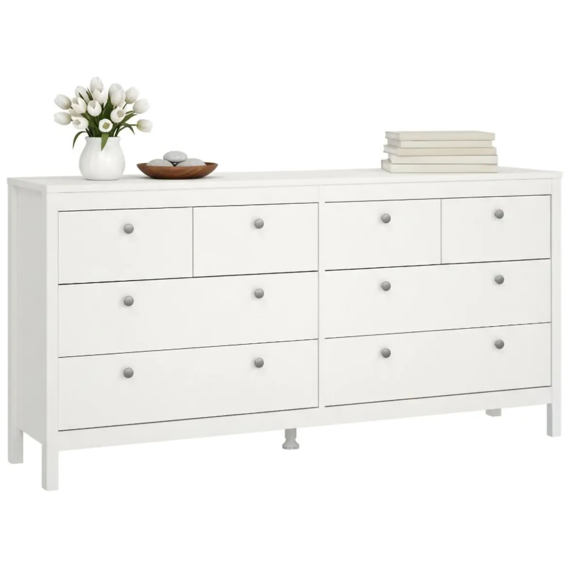 Credenza bianca 159x38x79h cm 8 cassetti - Wendy
