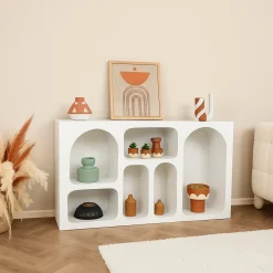 Credenza bianca 120x37x74h cm 5 vani - Arsenio