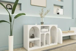 Credenza bianca 120x37x74h cm 5 vani - Arsenio