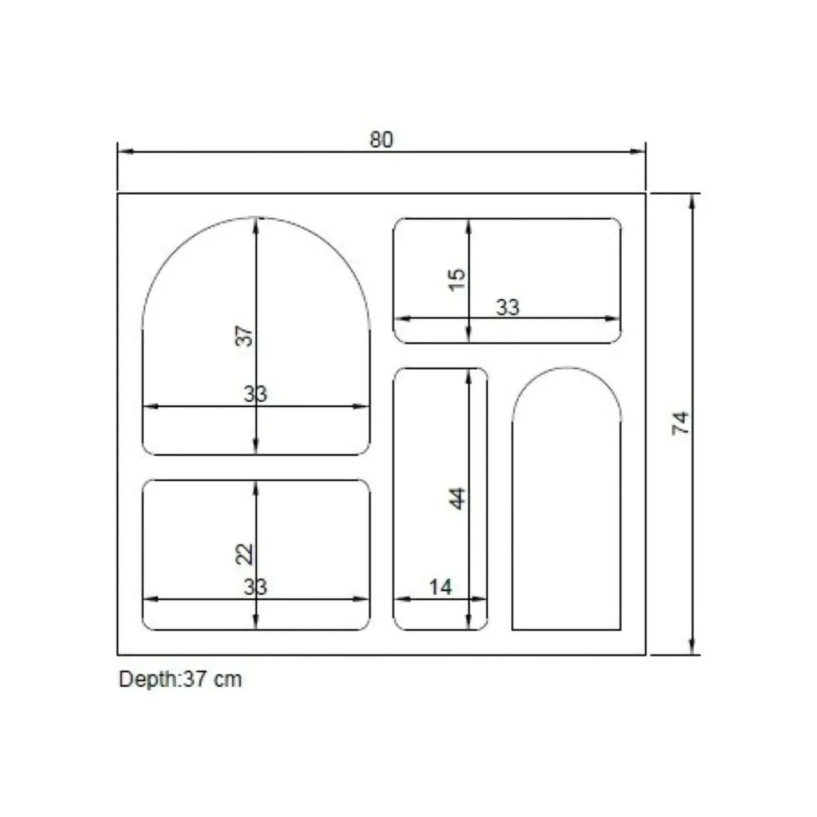 Credenza bianca 80x35x74h cm 4 vani - Arsenio