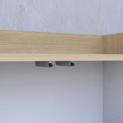 Credenza Bianco Cashmere Marrone Rovere Chiaro 6 Ripiani Apertura Battente 160x35x70h cm, 4 Ante Made in Italy - Swink