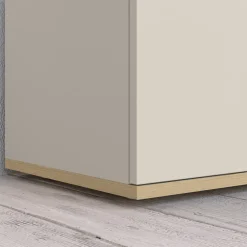 Credenza Bianco Cashmere Marrone Rovere Chiaro 7 Ripiani Apertura Battente 200x35x70h cm, 5 Ante Made in Italy - Cordele