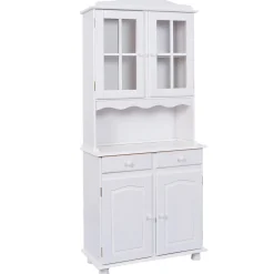 Credenza Bianco 2 Cassetti 2 Ripiani 88x32x198h cm, Apertura Battente, Scorrevole - Quadri