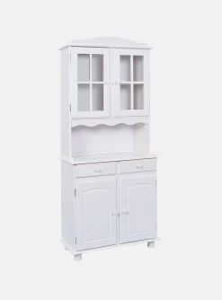 Credenza Bianco 2 Cassetti 4 Ripiani 90x45x181h cm, Apertura Battente, Scorrevole - Pattada
