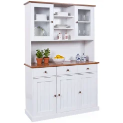 Credenza Bianco 3 Cassetti 4 Ripiani 131x45x181h cm, Apertura Battente - Loranze