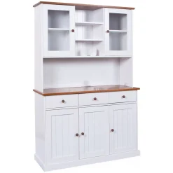 Credenza Bianco 3 Cassetti 4 Ripiani 131x45x181h cm, Apertura Battente - Loranze