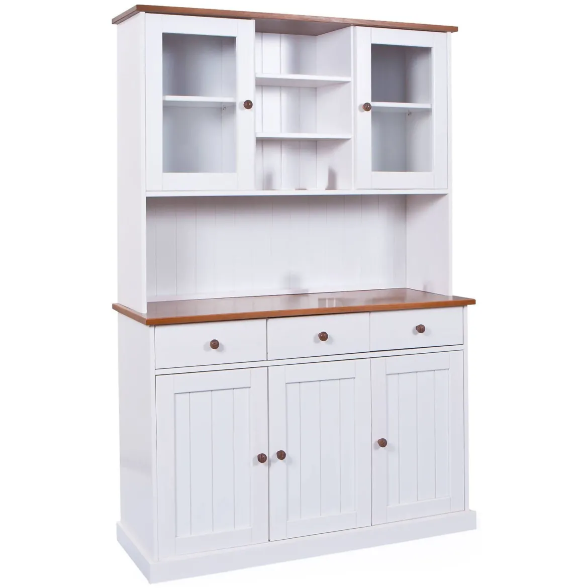 Credenza Bianco 3 Cassetti 4 Ripiani 131x45x181h cm, Apertura Battente - Loranze