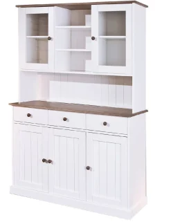 Credenza Bianco 3 Cassetti 4 Ripiani 131x45x181h cm, Apertura Battente - Loranze