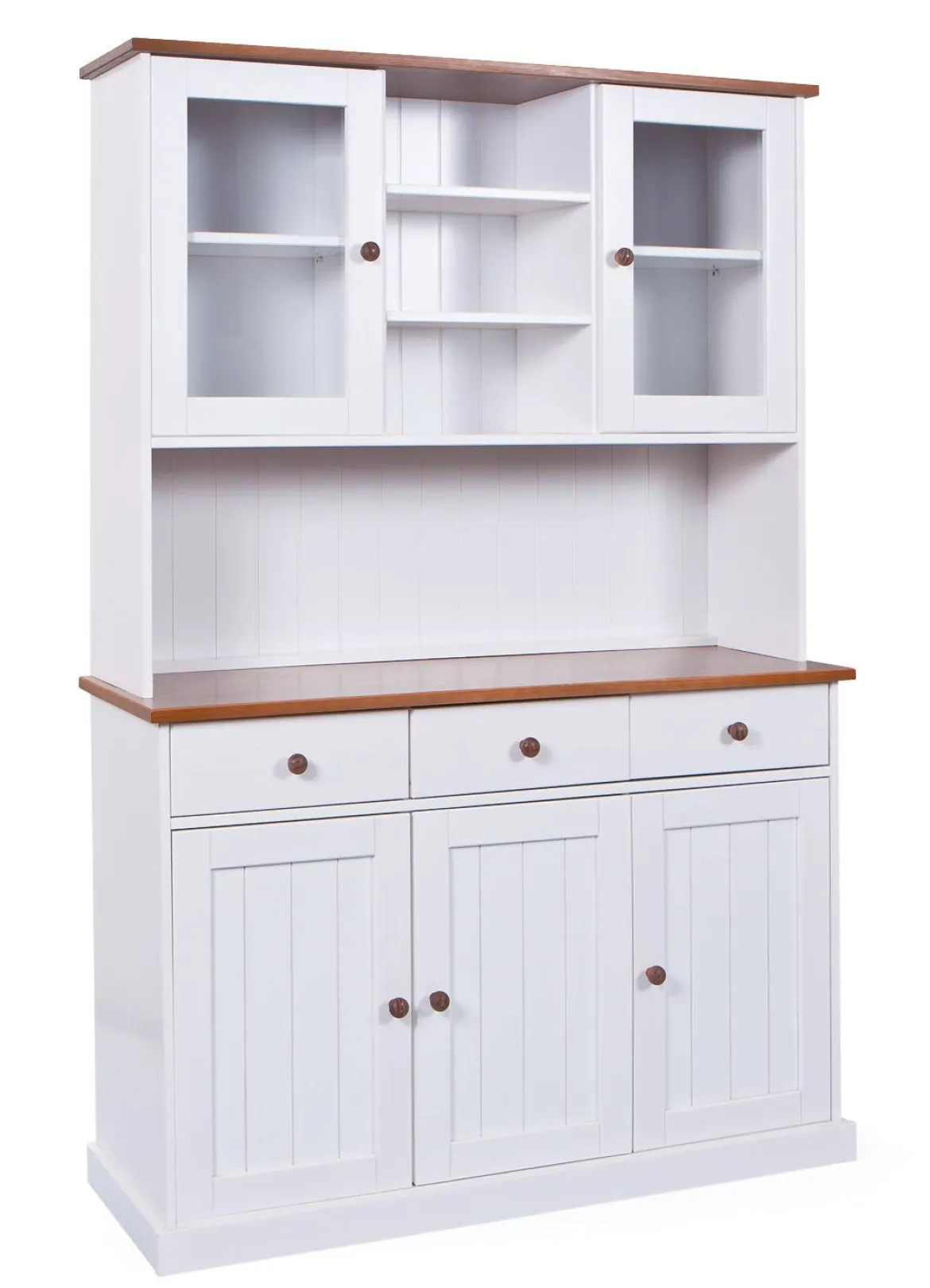 Credenza Bianco 3 Cassetti 4 Ripiani 131x45x181h cm, Apertura Battente - Loranze