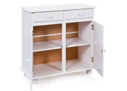 Credenza Bianco 2 Cassetti un Ripiano 90x45x86h cm, Apertura Battente - Buja
