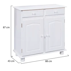 Credenza Bianco 2 Cassetti un Ripiano 90x45x86h cm, Apertura Battente - Buja