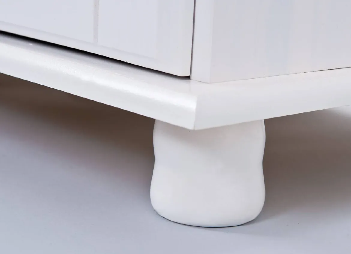 Credenza Bianco 2 Cassetti un Ripiano 90x45x86h cm, Apertura Battente - Buja
