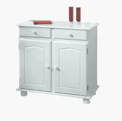 Credenza Bianco 2 Cassetti un Ripiano 90x45x86h cm, Apertura Battente - Buja