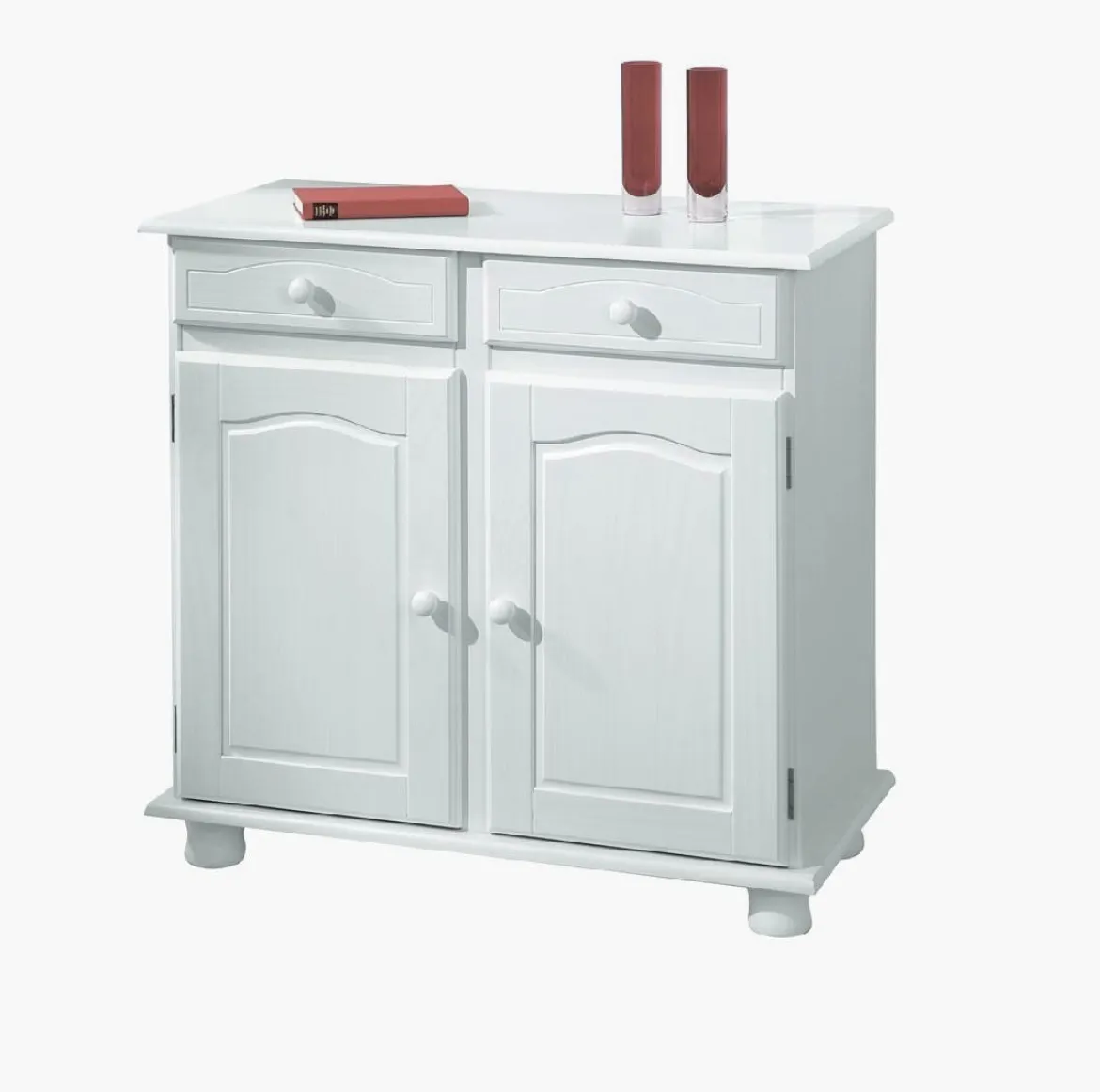 Credenza Bianco 2 Cassetti un Ripiano 90x45x86h cm, Apertura Battente - Buja