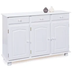 Credenza Bianco 3 Cassetti un Ripiano 130x43x87h cm, Apertura Battente - Gragnano