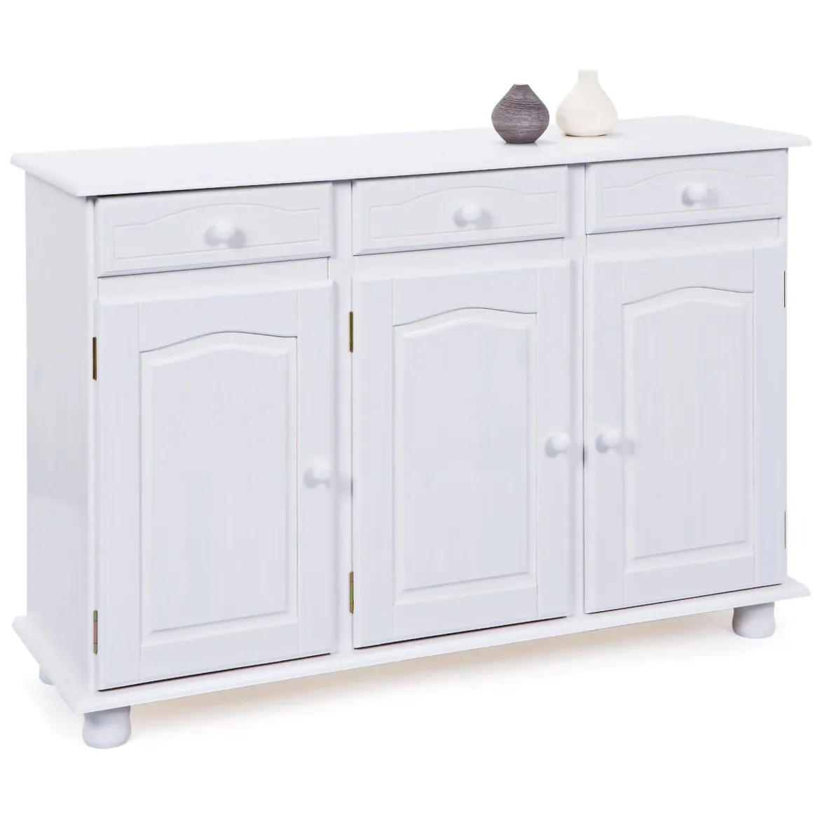 Credenza Bianco 3 Cassetti un Ripiano 130x43x87h cm, Apertura Battente - Gragnano