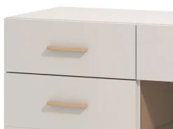 Credenza Bianco Crema Marrone Rovere 2 Ripiani 3 Cassetti 117x40x86h cm, Un'anta - Paro