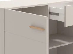 Credenza Bianco Crema Marrone Rovere 3 Ripiani un Cassetto 154x41.5x89h cm, 3 Ante - Pianico
