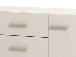 Credenza Bianco Crema Marrone Rovere 3 Ripiani un Cassetto 154x41.5x89h cm, 3 Ante - Pianico
